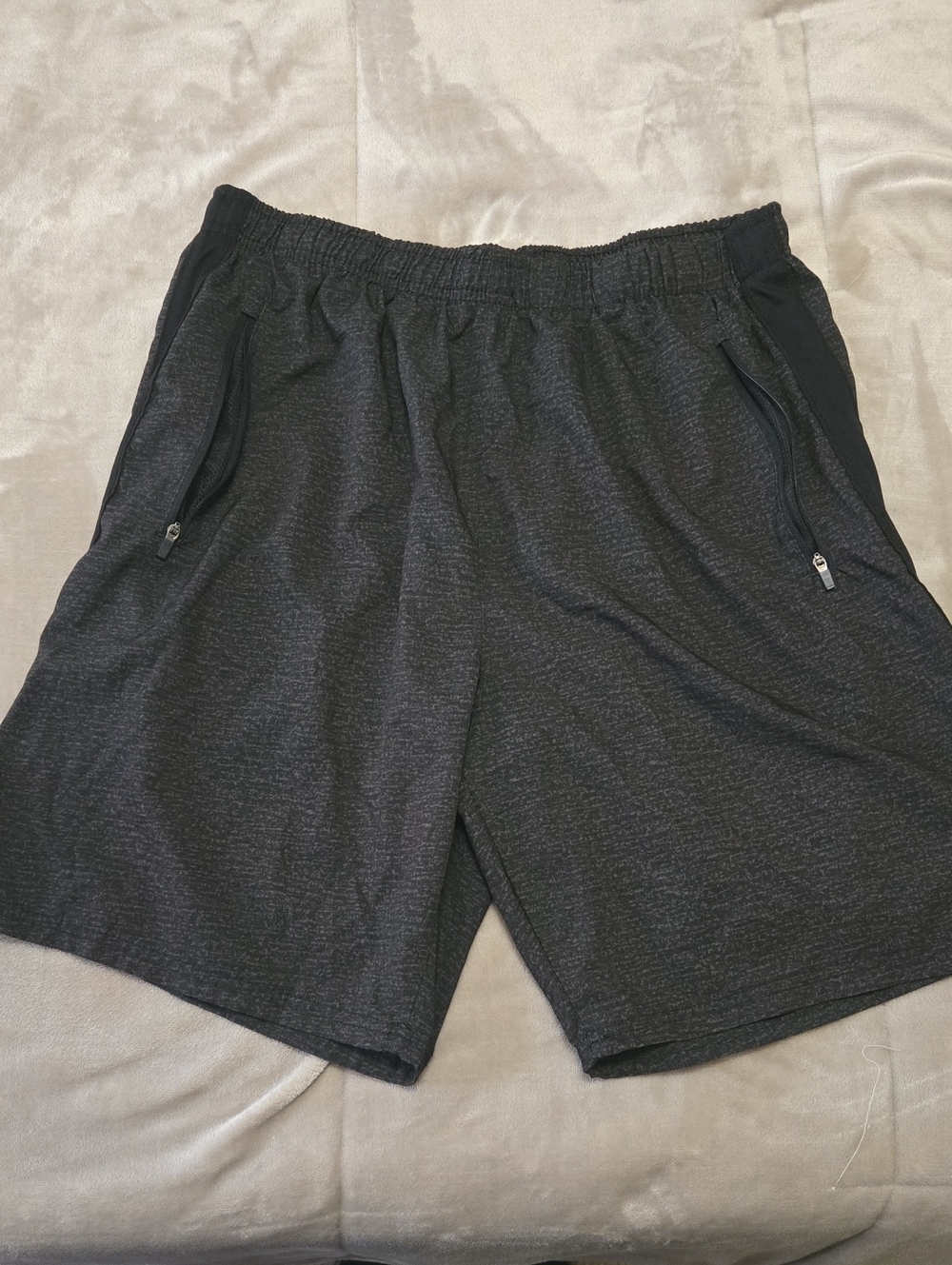 Men's Athletic Dark Heather Performance Shorts with Zipper Pockets